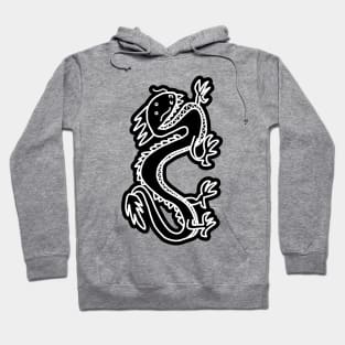 Black and White Line Art Dragon Hoodie